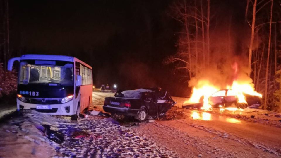 В аварии под Выборгом погибли семья из трех человек и один водитель