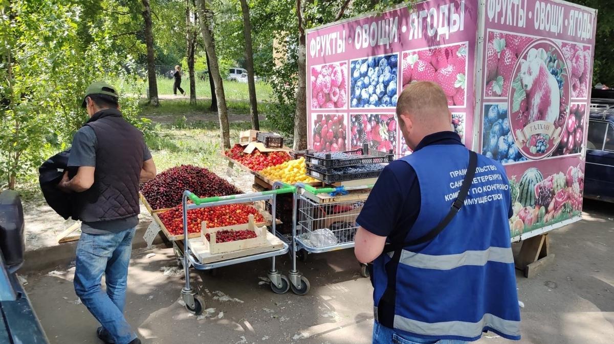 За две недели в 10 районах Петербурга убрали более 60 незаконных прилавков