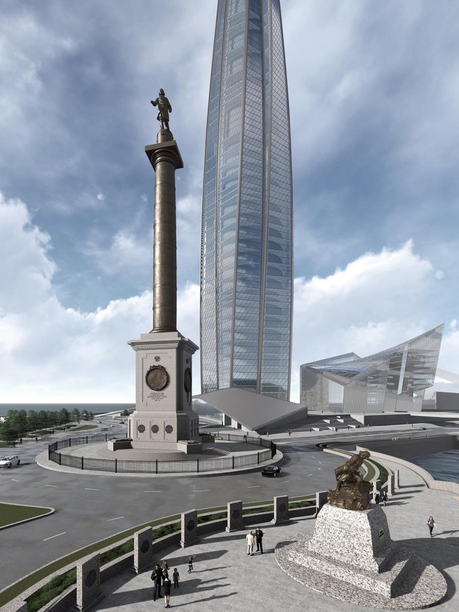 Пётр на столпе и Пётр у подножия. Из проектной документации.