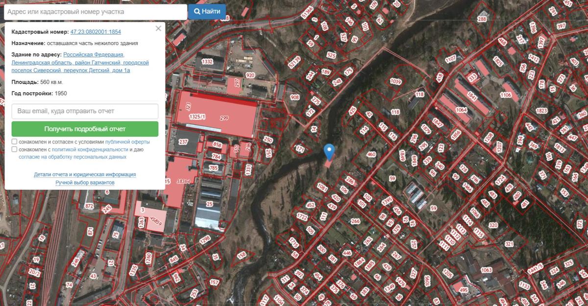 Скриншот: публичная кадастровая карта