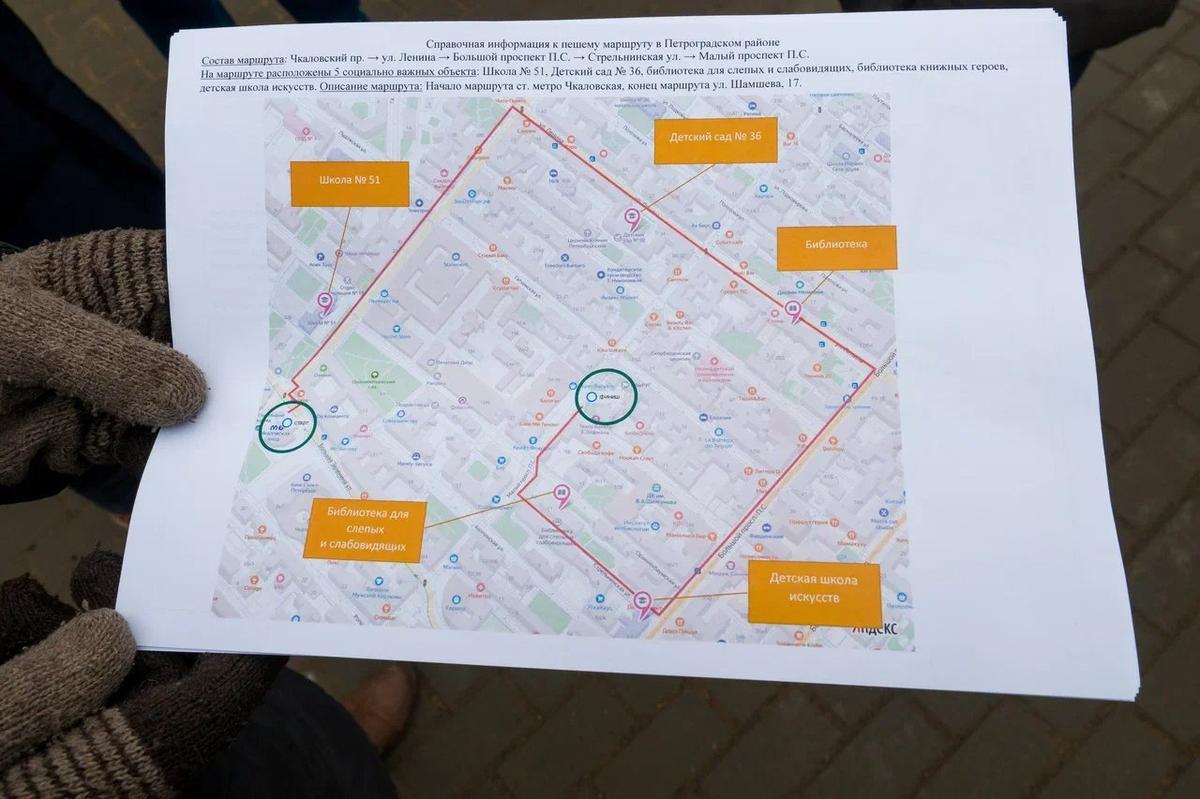 Карта участка Петроградской стороны для обхода рабочей группы. Фото: Анна Мотовилова / MR7