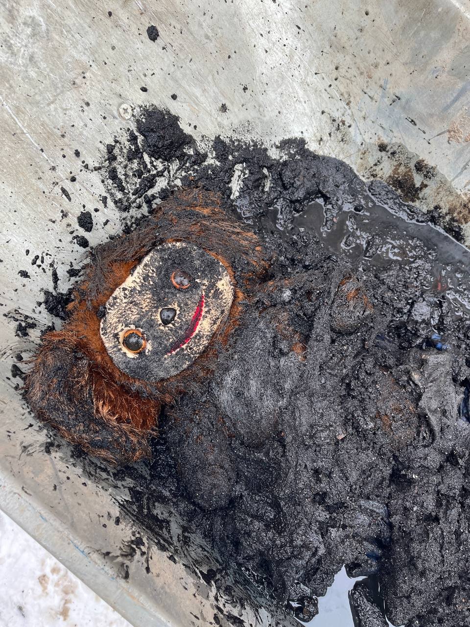 Чебурашка, застрявший в канализации. Фото: Водоканал Петербурга