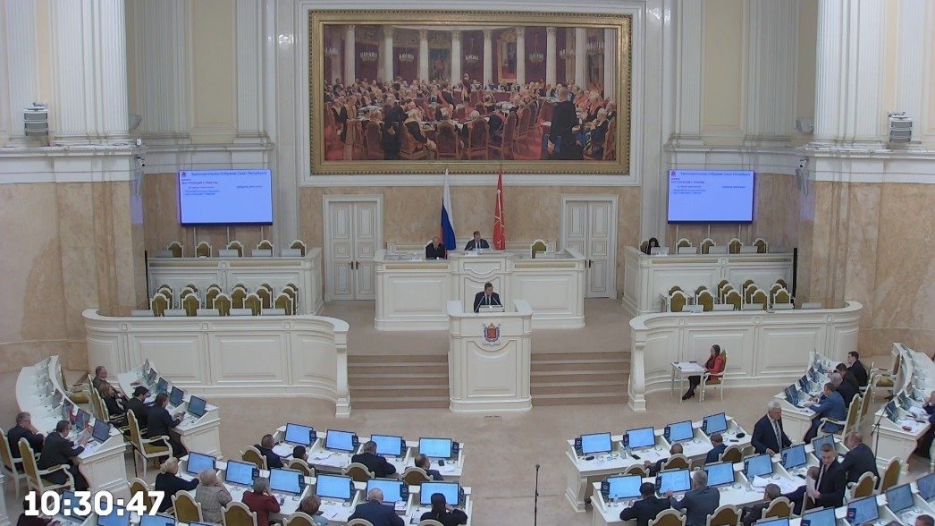 Скриншот трансляции заседания ЗакСа