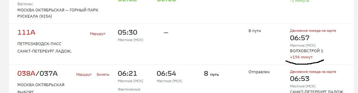 Скриншот: онлайн-табло РЖД