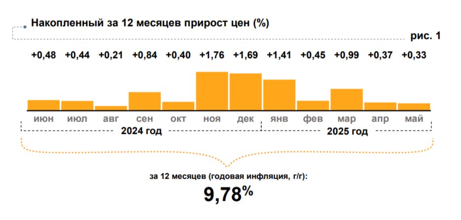 Скриншот из отчета ЦБ по инфляции в Петербурге за май .
