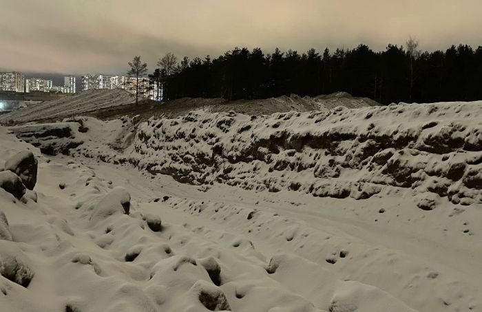 Петербуржцы заметили горы грязного снега на территории Шуваловского леса