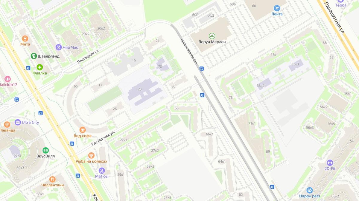 Проспект Королёва. Скриншот: Яндекс.Карты