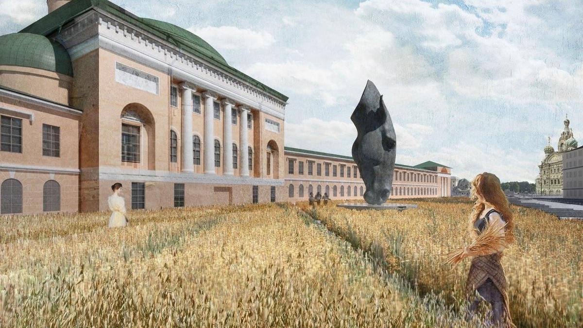 Эскиз благоустройства площади перед Конюшенным ведомством. Вероника Гареева / ВШЭ