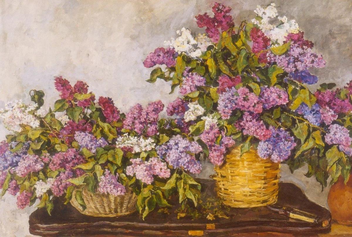 Пётр Кончаловский. Натюрморт «Сирень в двух корзинах» 1939. Изображение предоставлено Русским музеем