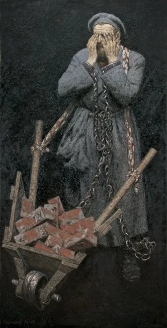Гелий Коржев. Федор Достоевский на каторге. 1986–1990 Холст, масло. 250 x 128.jpg