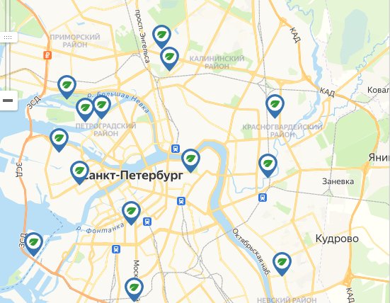 Скриншот карты мониторинга воздуха