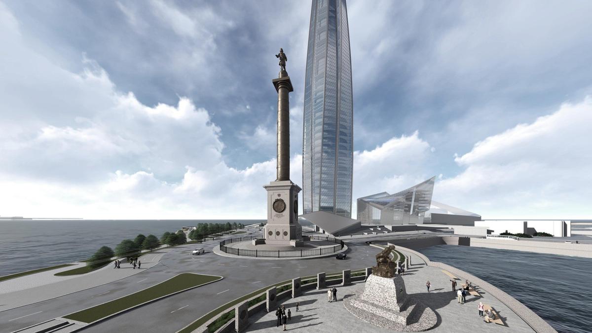 Эскиз размещения Триумфального столпа в честь победы России в Северной войне.