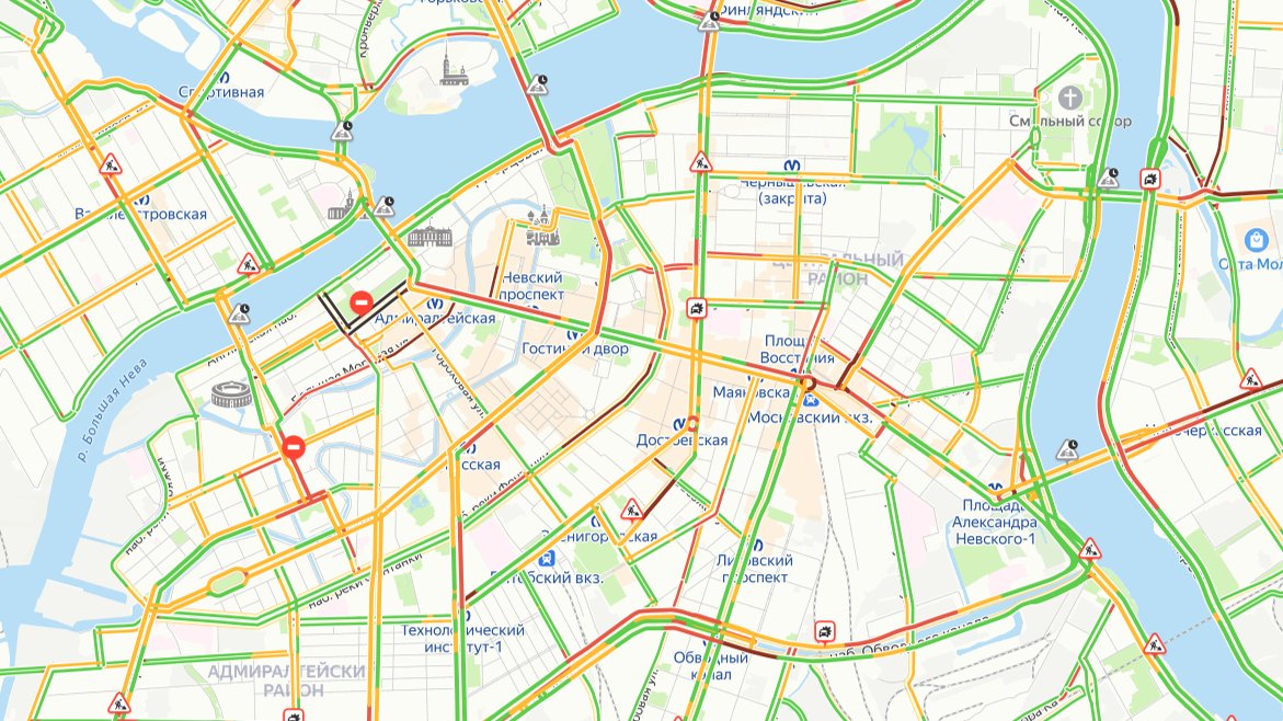 Карта санкт петербурга пробки онлайн сейчас на карте