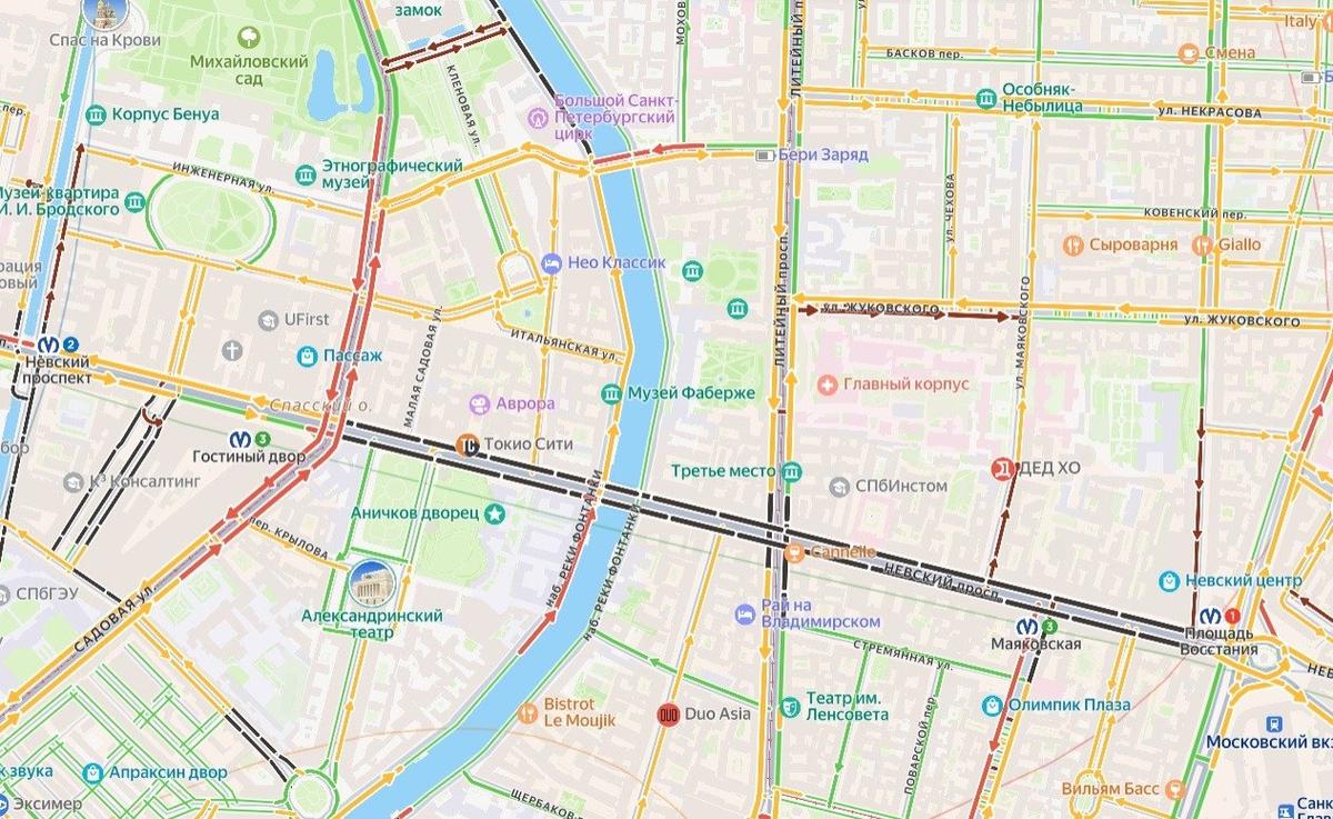 Схема: «Яндекс.Карты», утро 23 августа