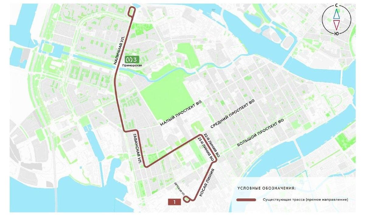 Схема трамвайного маршрута №1: комитет по транспорт у