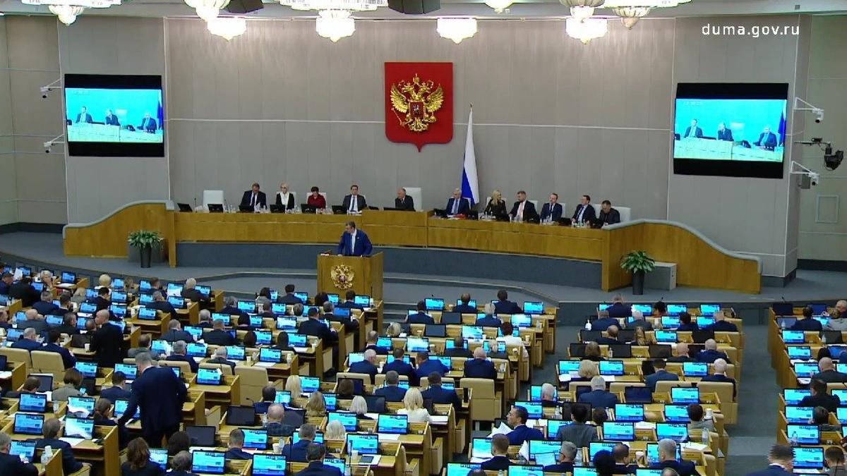 Скриншот трансляции заседания Госдумы