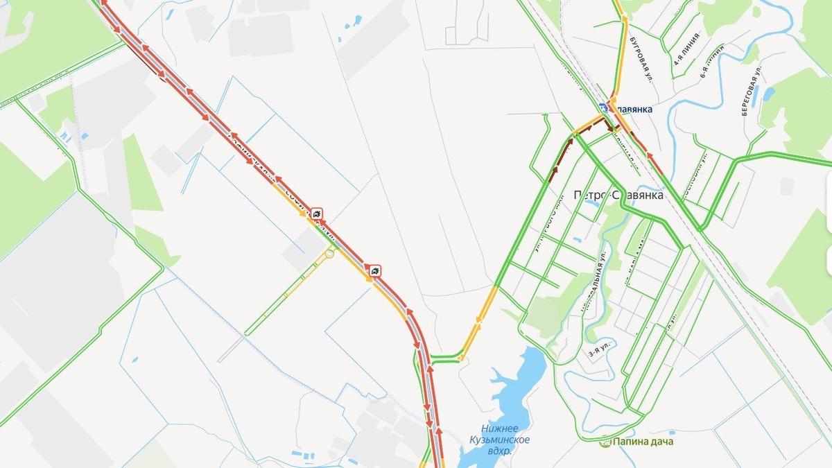 Софийская улица вечером 2 февраля. Схема: «Яндекс.Пробки»