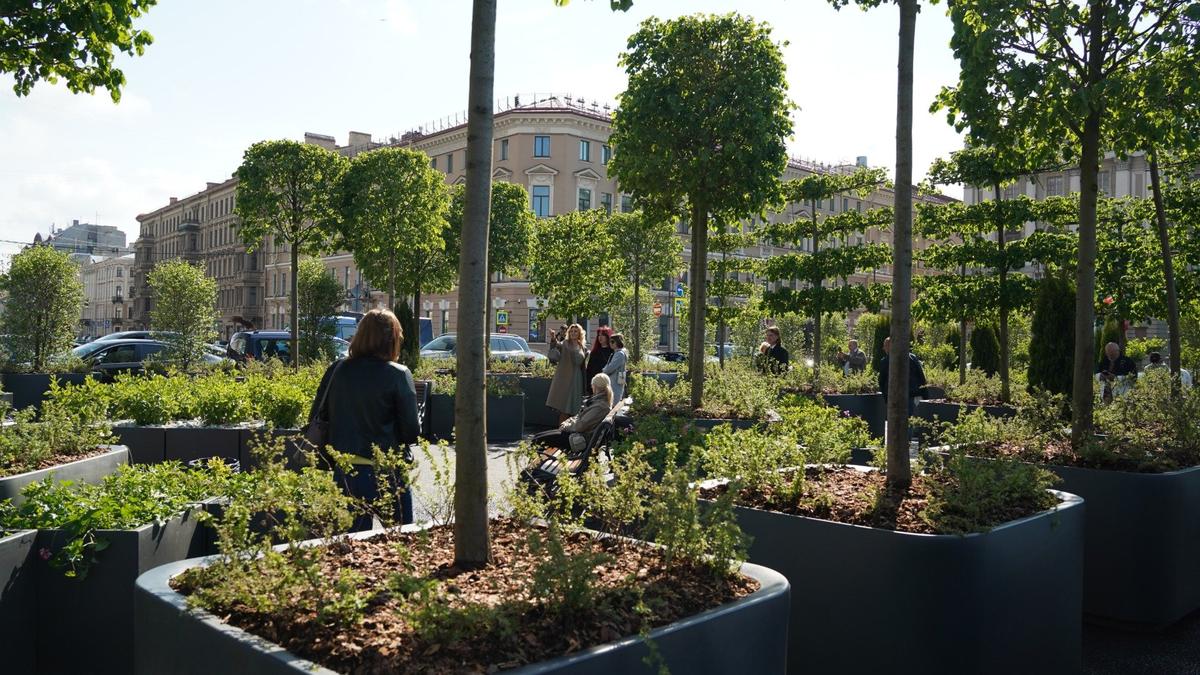 Открытие сада-трансформера на Синем мосту в 2025 году. Фото: Павел Борисенко / MР7