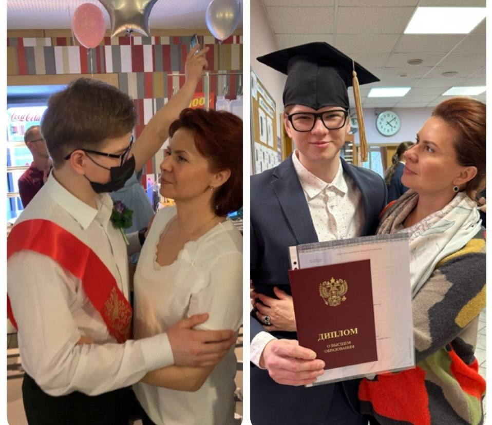 Валентин Воробьёв с мамой. Фото из семейного архива