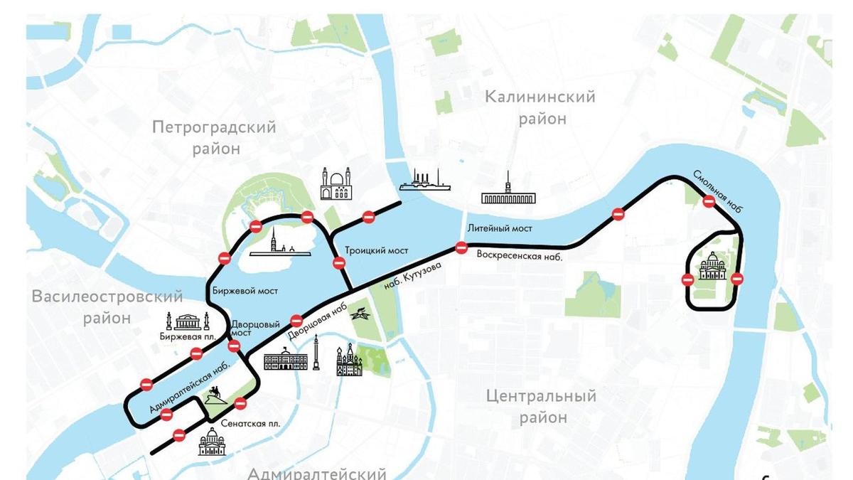 Перекрытие улиц в санкт петербурге сегодня карта