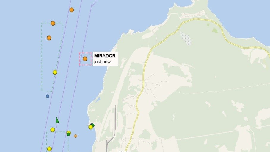 Скриншот карты сервиса Vesselfinder