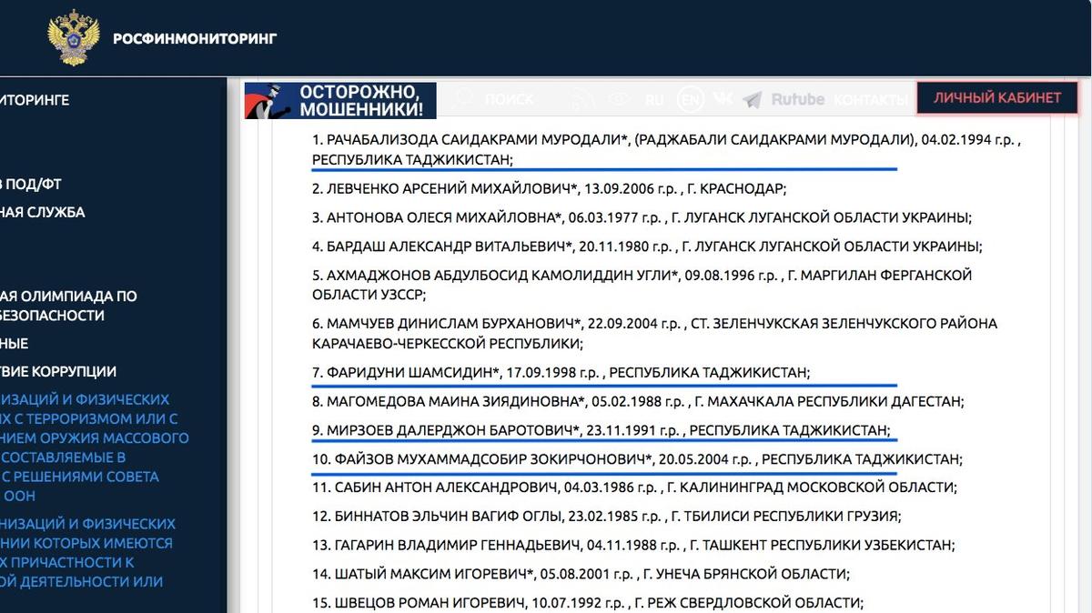 Скриншот: Росфинмониторинг