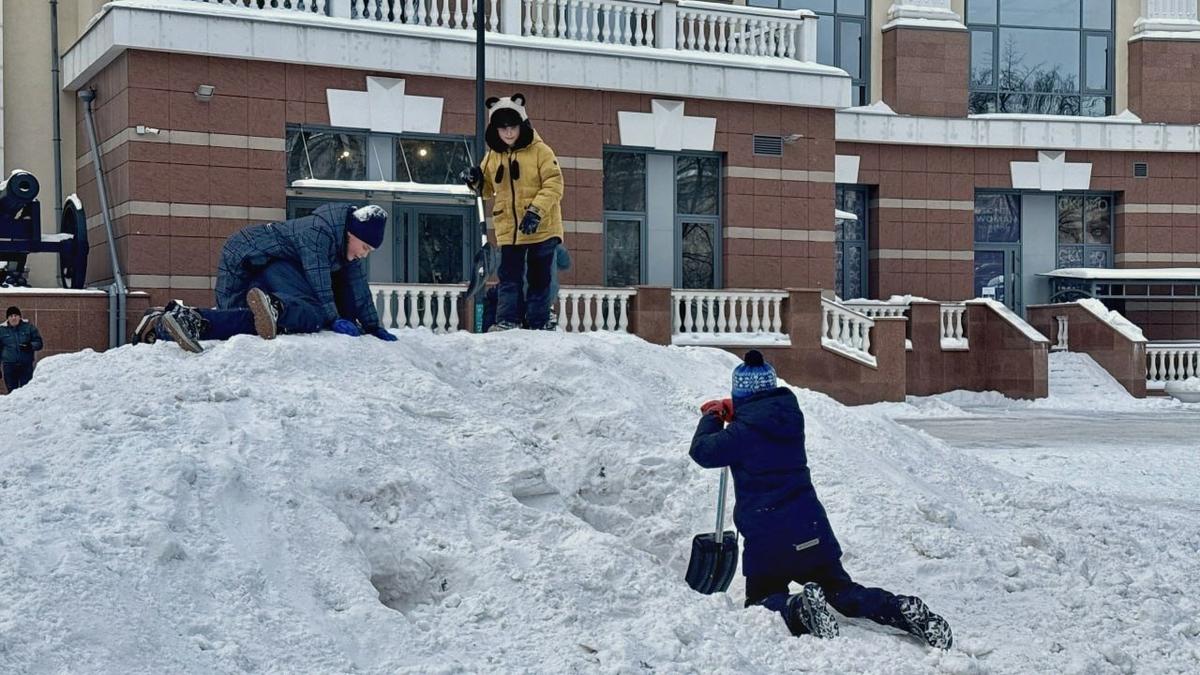 «Все счастливы»: садовники решили не убирать сугроб на Московском проспекте