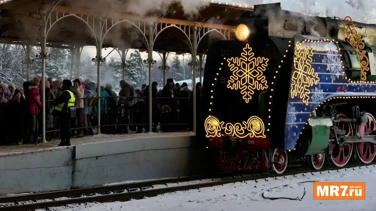 Приезд поезда Деда Мороза в Петербург в 2025 году. Фото: Дарья Дмитриева / MR7