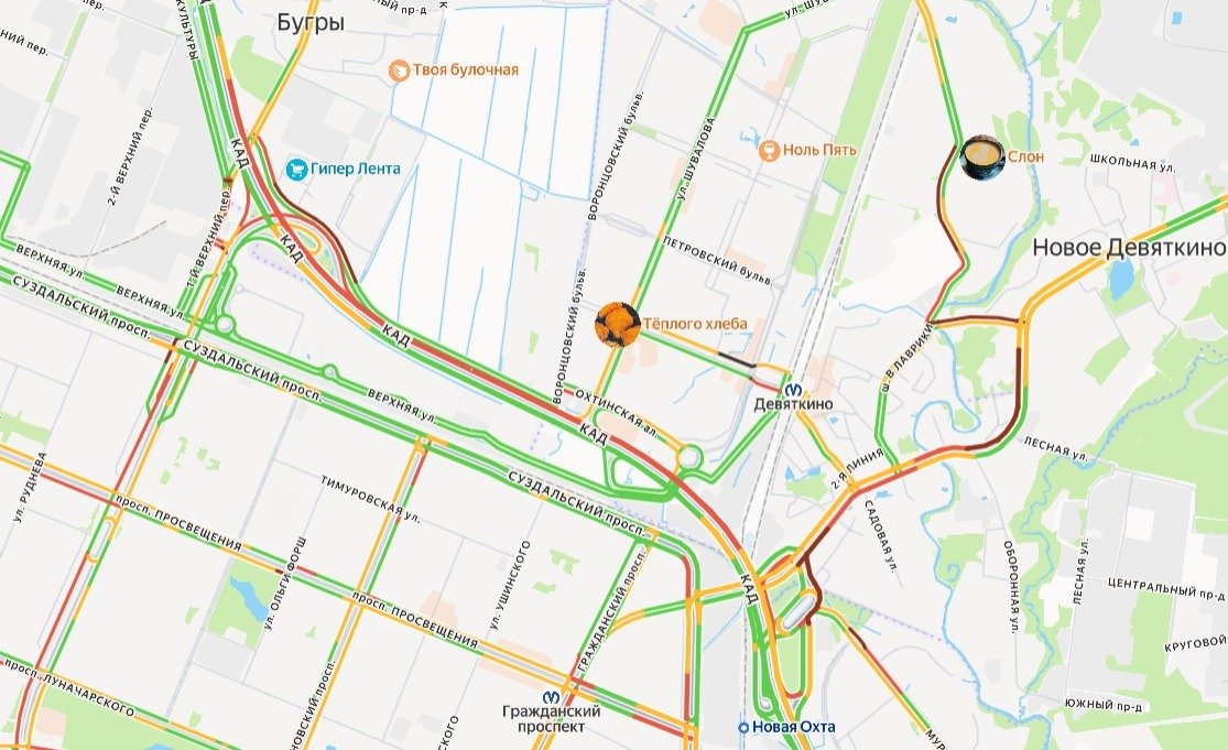 Схема: «Яндекс.Пробки»