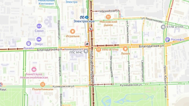 Скриншот сервиса «Яндекс Пробки»