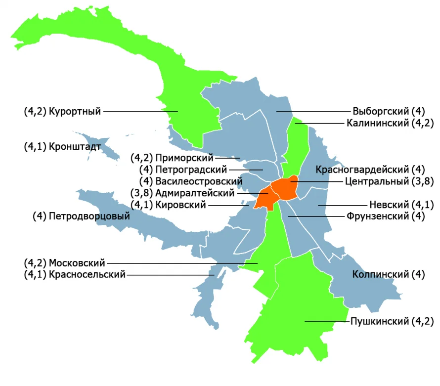 Санкт петербург по округам