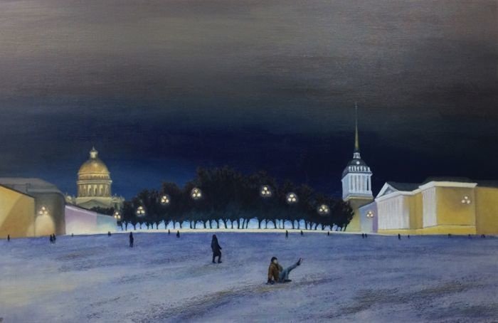«Упс!» Петербургский художник рисует, как горожане падают на неубранных улицах
