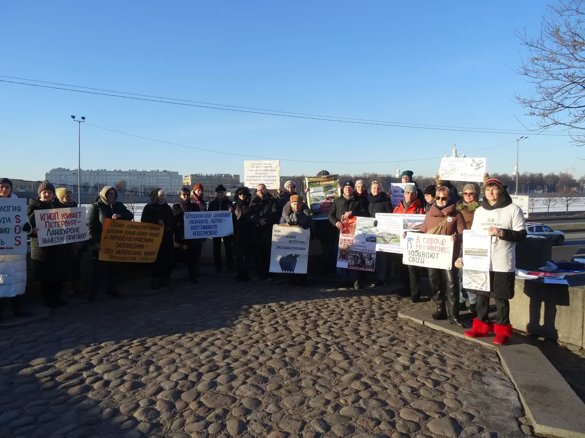 Встреча на Охтинском мысе 21 января. Фото: группа в защиту Охтинского мыса