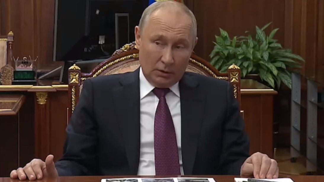 Владимир Путин на встрече с Денисом Пушилиным. Скриншот: трансляция «России 1»