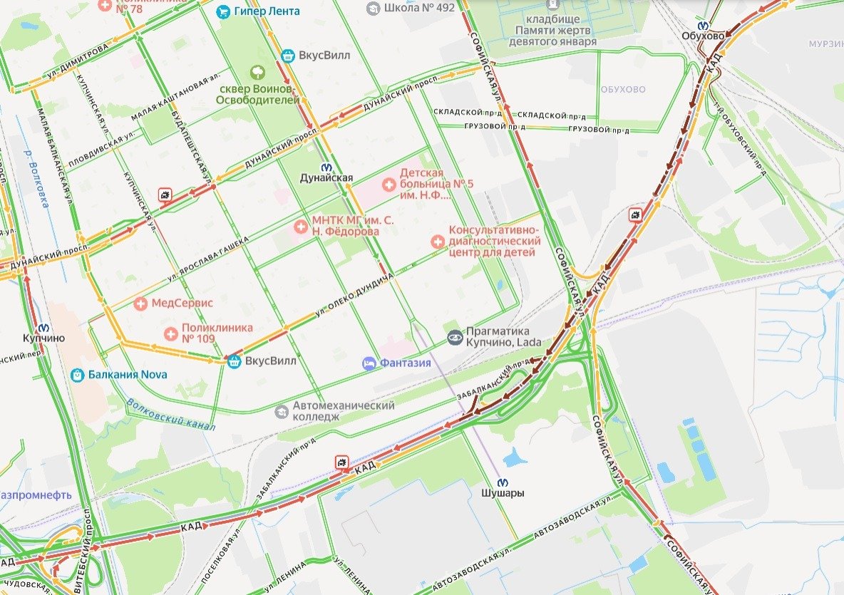Схема: «Яндекс.Пробки»